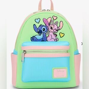 Loungefly Disney Lilo& Stitch -Stitch &Angel love Pastel Backpack Hard Tag New